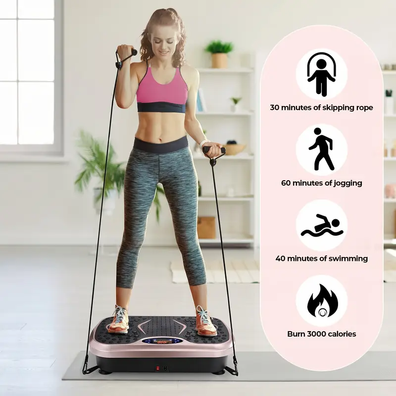 Placa de Vibración – 5 Programas, Cinturón Antideslizante para Fitness en Casa
