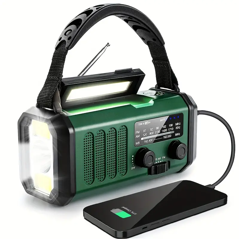 Radio de Emergencia 10000 mAh – Solar, Manivela y AM/FM con Linterna y SOS