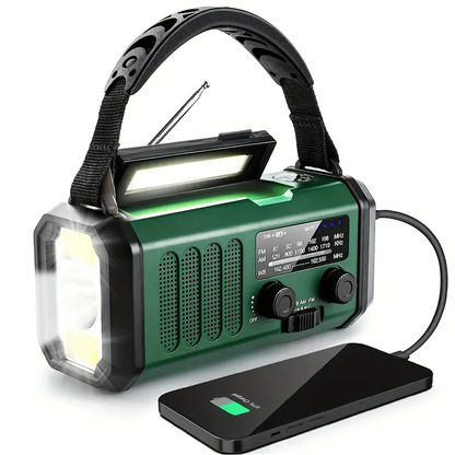 Radio de Emergencia 10000 mAh – Solar, Manivela y AM/FM con Linterna y SOS