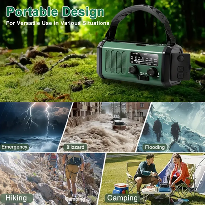 Radio de Emergencia 10000 mAh – Solar, Manivela y AM/FM con Linterna y SOS