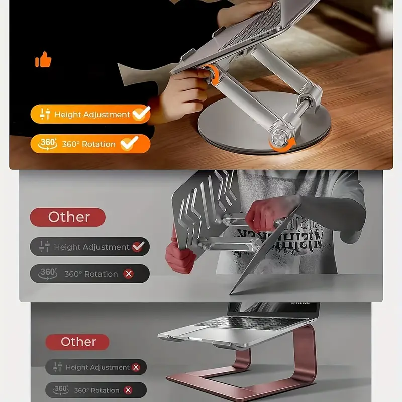 Soporte Ajustable para Portátil – Base Giratoria 360°, Plegable y de Aluminio