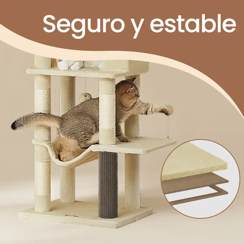 Árbol para Gatos 175 cm – Torre Multinivel con Hamacas, Plataformas & Rascadores