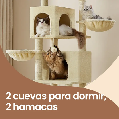 Árbol para Gatos 175 cm – Torre Multinivel con Hamacas, Plataformas & Rascadores