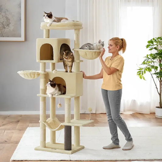 Árbol para Gatos 175 cm – Torre Multinivel con Hamacas, Plataformas & Rascadores