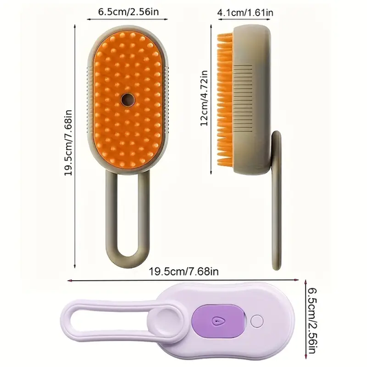Juego de 2 Peines de Vapor para Mascotas – Cepillo 3 en 1 con Carga USB y Rotación 360