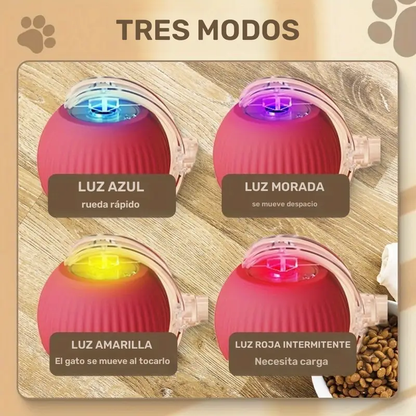Juego de 3 Bolas Automáticas para Mascotas – Rojas, Grises y Verdes con Luz LED USB Recargable