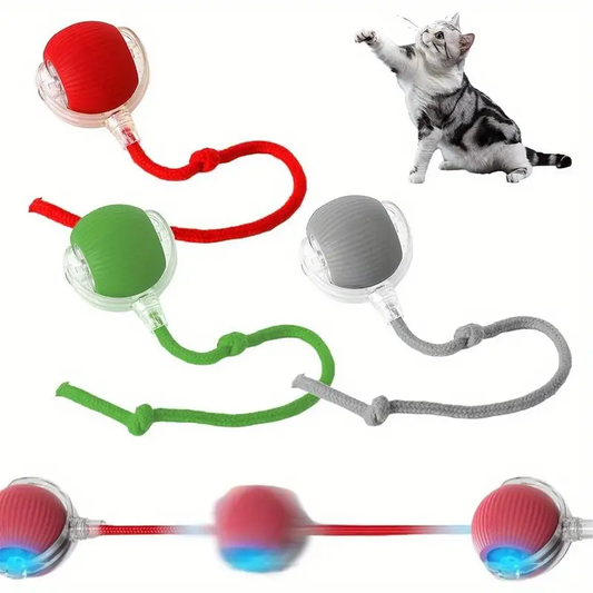 Juego de 3 Bolas Automáticas para Mascotas – Rojas, Grises y Verdes con Luz LED USB Recargable