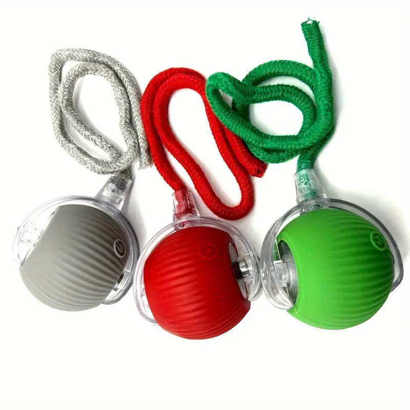 Juego de 3 Bolas Automáticas para Mascotas – Rojas, Grises y Verdes con Luz LED USB Recargable