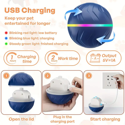 Pelota de Rebote para Perros – Activada por Movimiento, USB Recargable, 6.6 cm