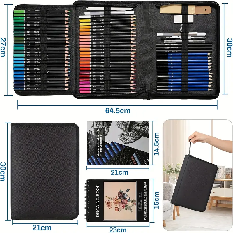 Set de 97 Lápices de Colores – Profesional para Dibujar con Accesorios