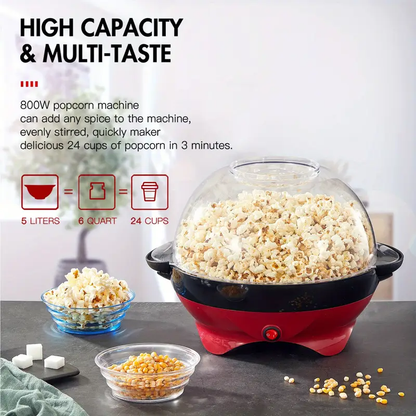 Máquina de Palomitas Eléctrica Yabano 800W – 5.5L, Calentamiento Rápido y Programable