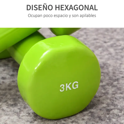 Juego de 8 Mancuernas Hexagonales – 1 a 4 kg, Revestimiento de Neopreno Antideslizante