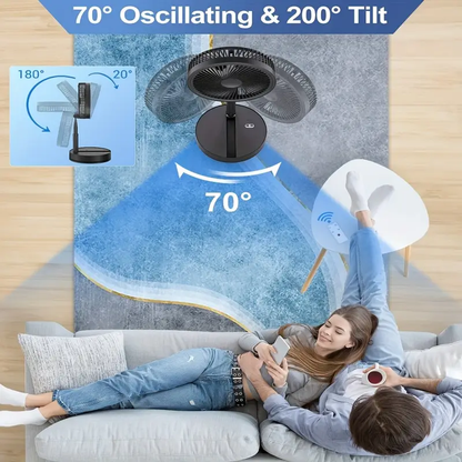 Ventilador F9 Altura Ajustable – USB-C, Control Remoto & Uso Multifunción