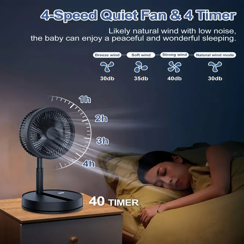 Ventilador F9 Altura Ajustable – USB-C, Control Remoto & Uso Multifunción