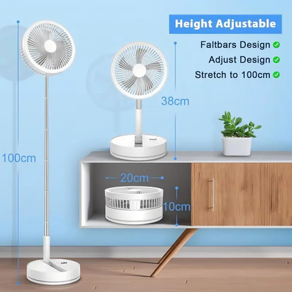 Ventilador F9 Altura Ajustable – USB-C, Control Remoto & Uso Multifunción