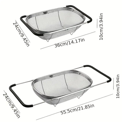 Colador de Cocina Telescópico de Acero Inoxidable – Malla Fina, Multifuncional y Ahorrador de Espacio