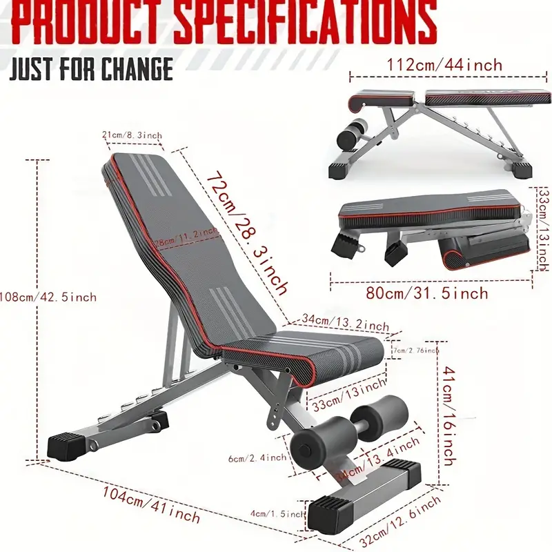 Banco de Pesas Plegable y Ajustable – Compacto y Ergonómico para Entrenamiento en Casa