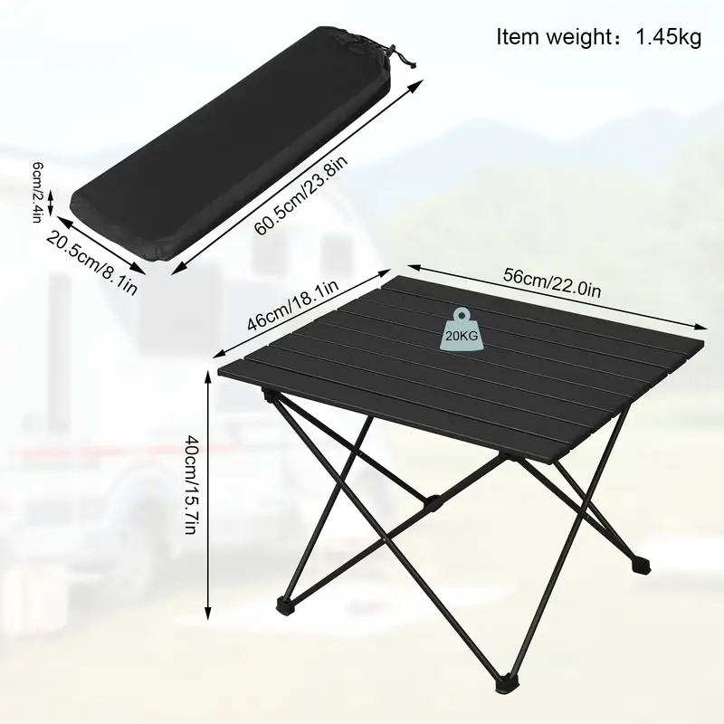 Mesa de Camping Plegable – Aluminio Ligero con Bolsa de Transporte