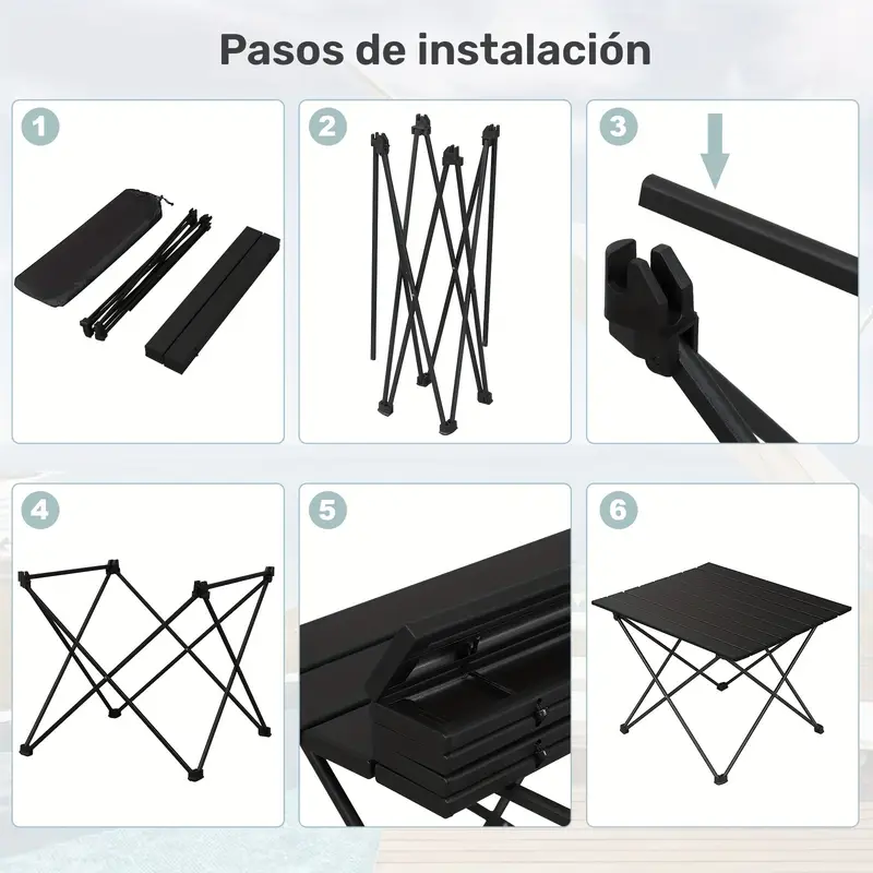 Mesa de Camping Plegable – Aluminio Ligero con Bolsa de Transporte
