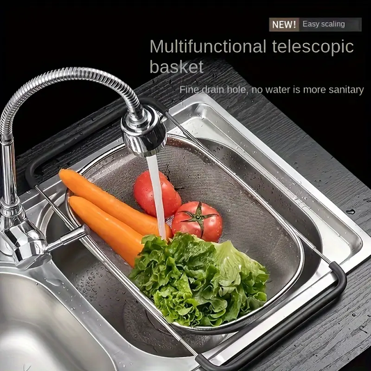Colador de Cocina Telescópico de Acero Inoxidable – Malla Fina, Multifuncional y Ahorrador de Espacio