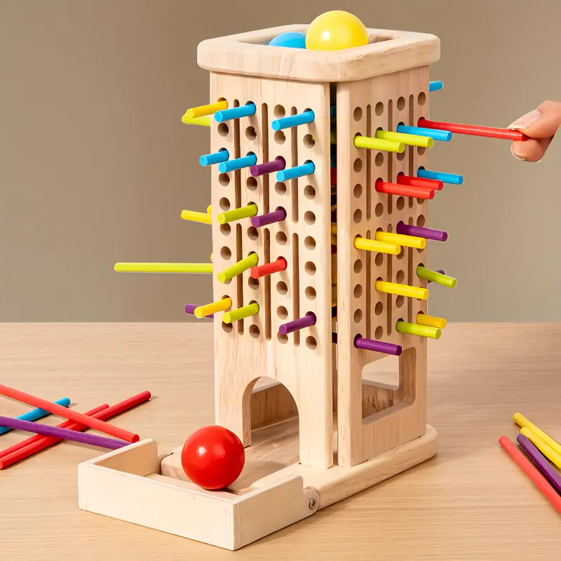 Juego de Palos y Bolas de Madera – 40 Palos, 5 Bolas, 3 Modos de Juego