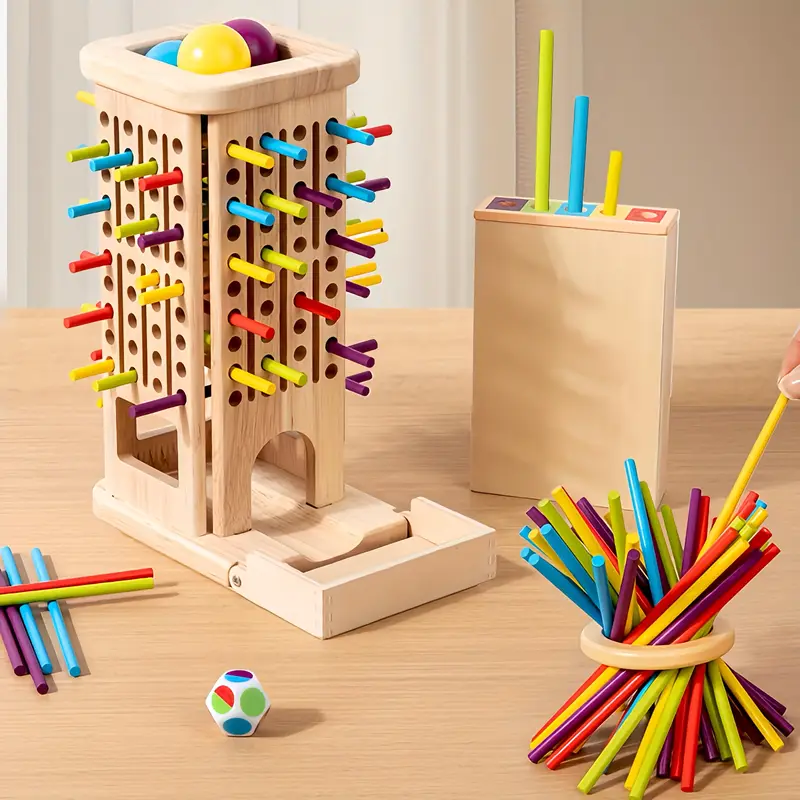 Juego de Palos y Bolas de Madera – 40 Palos, 5 Bolas, 3 Modos de Juego