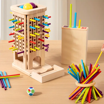 Juego de Palos y Bolas de Madera – 40 Palos, 5 Bolas, 3 Modos de Juego