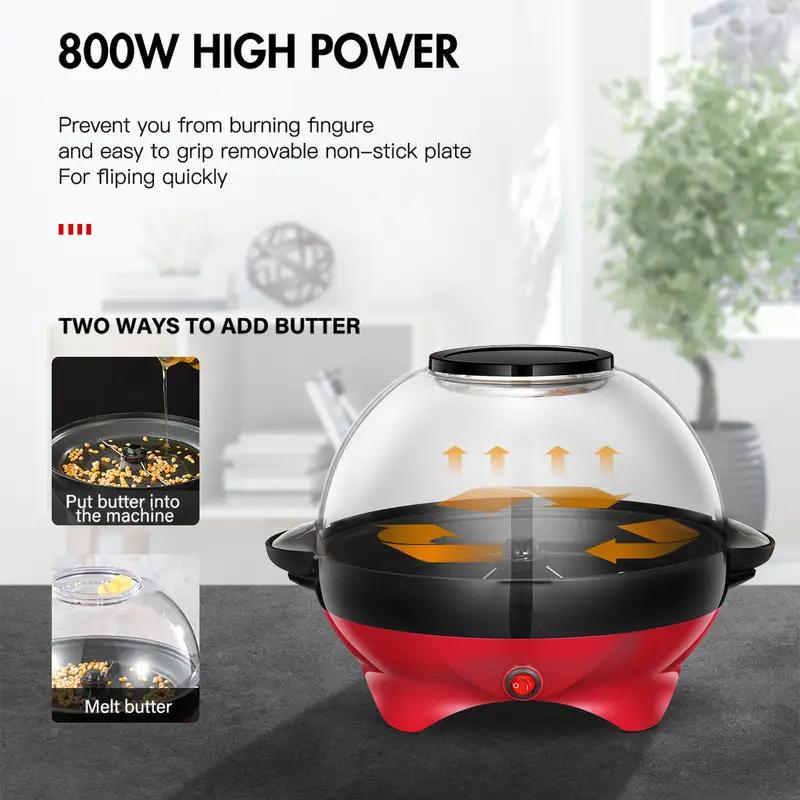 Máquina de Palomitas Eléctrica Yabano 800W – 5.5L, Calentamiento Rápido y Programable